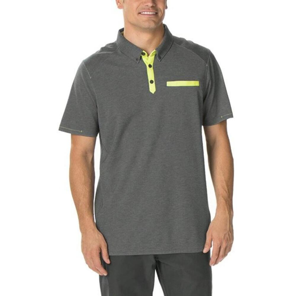 Oakley Tour Performance Men's Polo Shirt M Gray Yellow Tailored Fit Short Sleeve